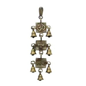 Brass Om Shubh Labh Wall Hanging Bells